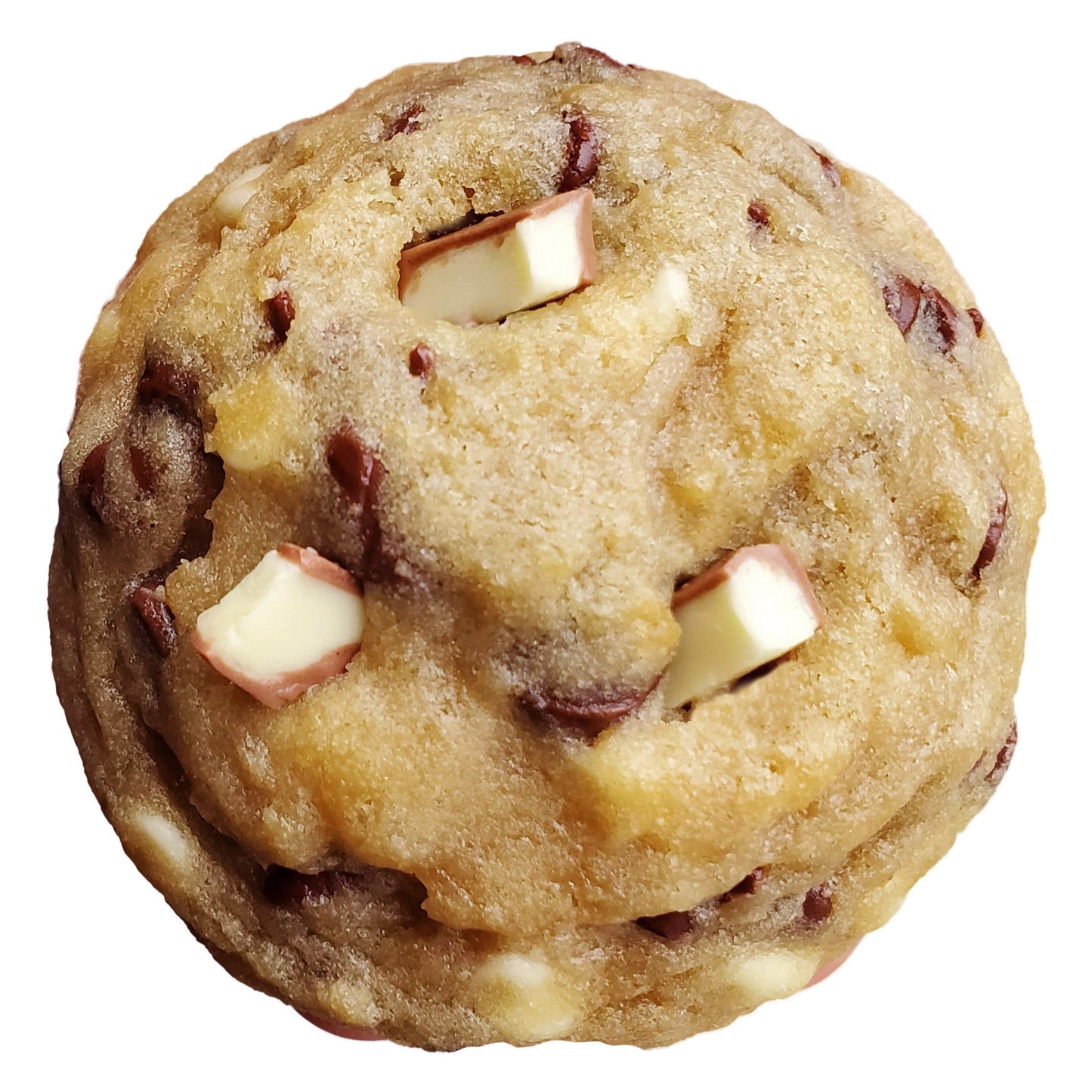 A cookie with pieces of a chopped kinder bar on top.