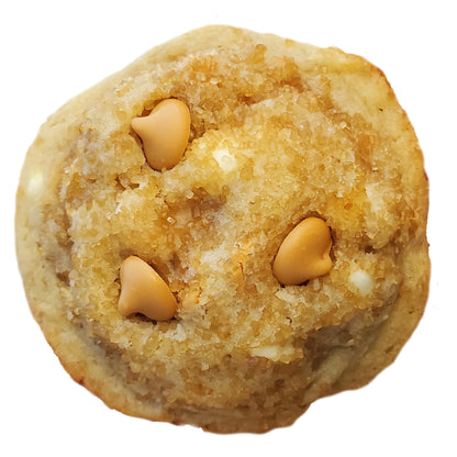 Cookie with butterscotch chips on a white background