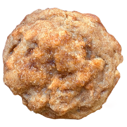 A single baked cookie with a crumbly, brown sugar-coated surface, isolated on a plain white background.